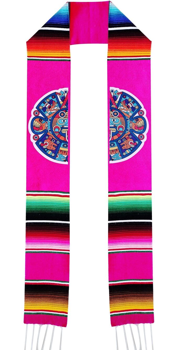 9687 Genuine Serape 100% Authentic Pink Mexican Graduation Sash Class of